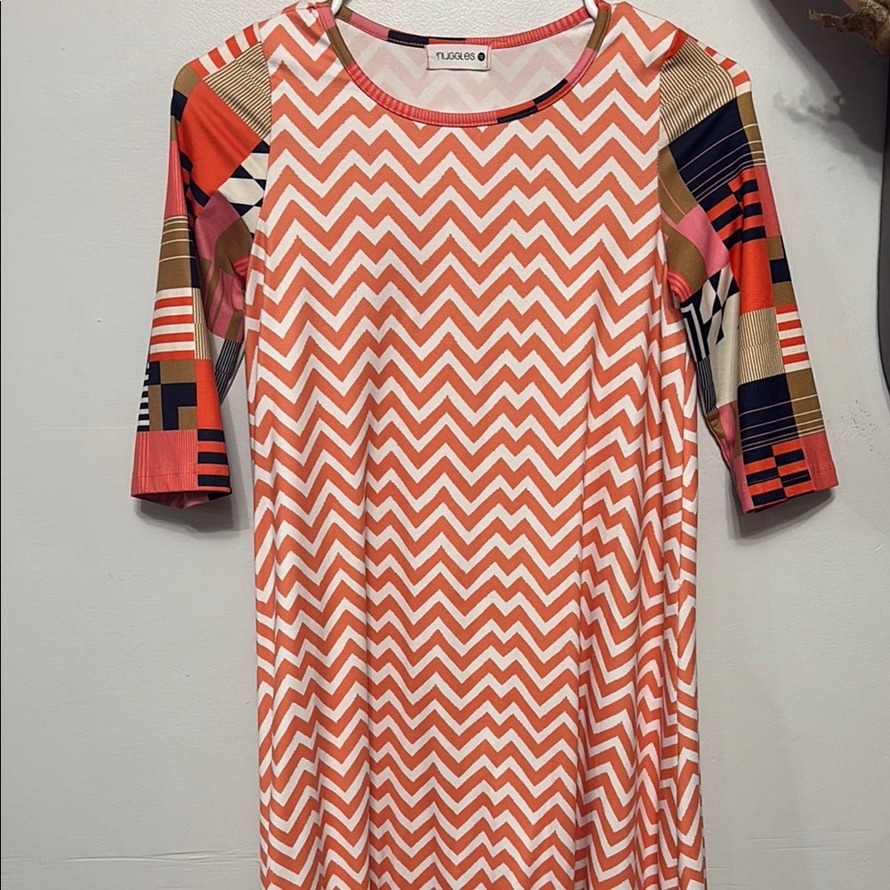 Girls nuggles Zigzag Pattern Dress - Multicolor